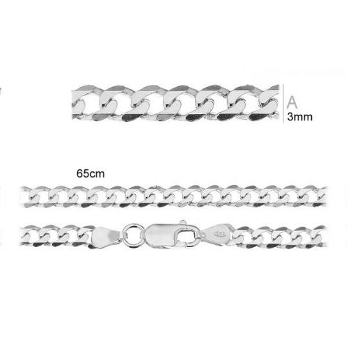 Srebrny  łańcuszek PANCERKA (szer. 3 mm) 65 cm