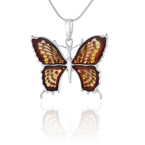 Srebrny naszyjnik motyl Hiszpańska Królowa (wisiorek + łańcuszek)